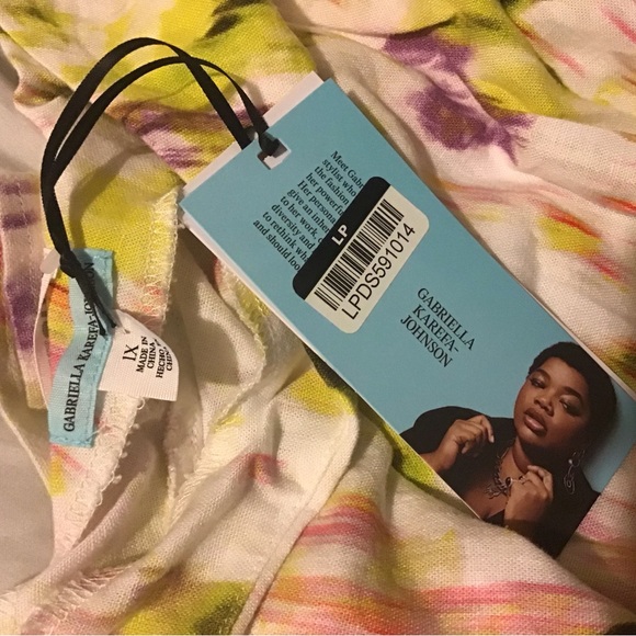 Gabriela karefa Johnson multicolored one shoulder 1X plus size dress nwt - Picture 3 of 8